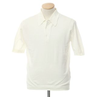 【中古】ジョンスメドレー JOHN SMEDLEY コットン 半袖 ポロニット ホワイト【サイズS】【メンズ】