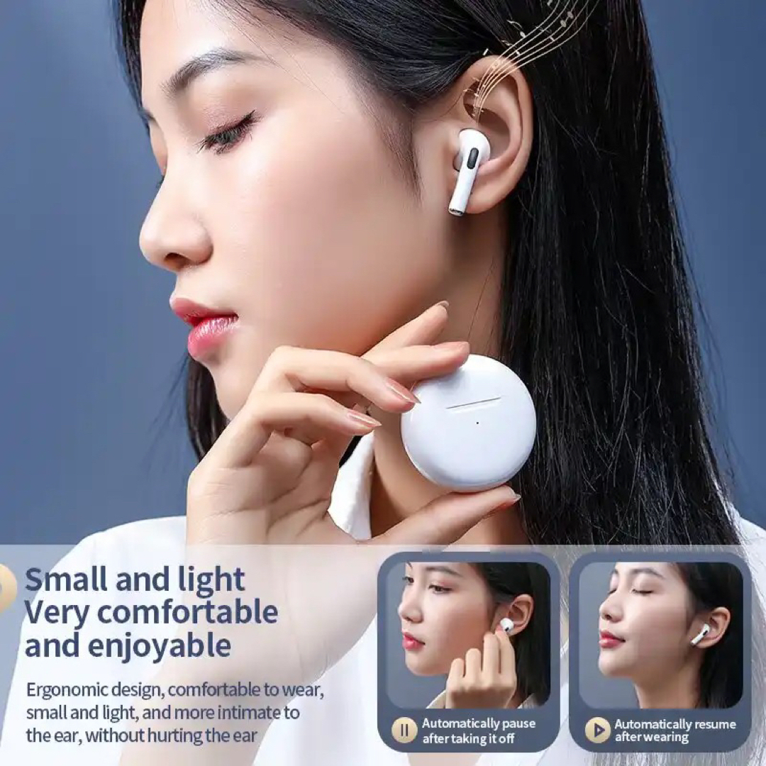 ⭐️️ 最新モデル　AirPro6 ワイヤレスイヤホン　Bluetooth ⭐️ スマホ/家電/カメラのオーディオ機器(ヘッドフォン/イヤフォン)の商品写真