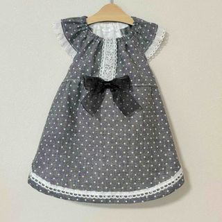 【SALE】Sサイズ＊グレードット柄ワンピース(ペット服/アクセサリー)