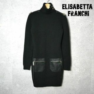 極美品 ELISABETTA FRANCHI タートルネック ニットワンピース(ミニワンピース)