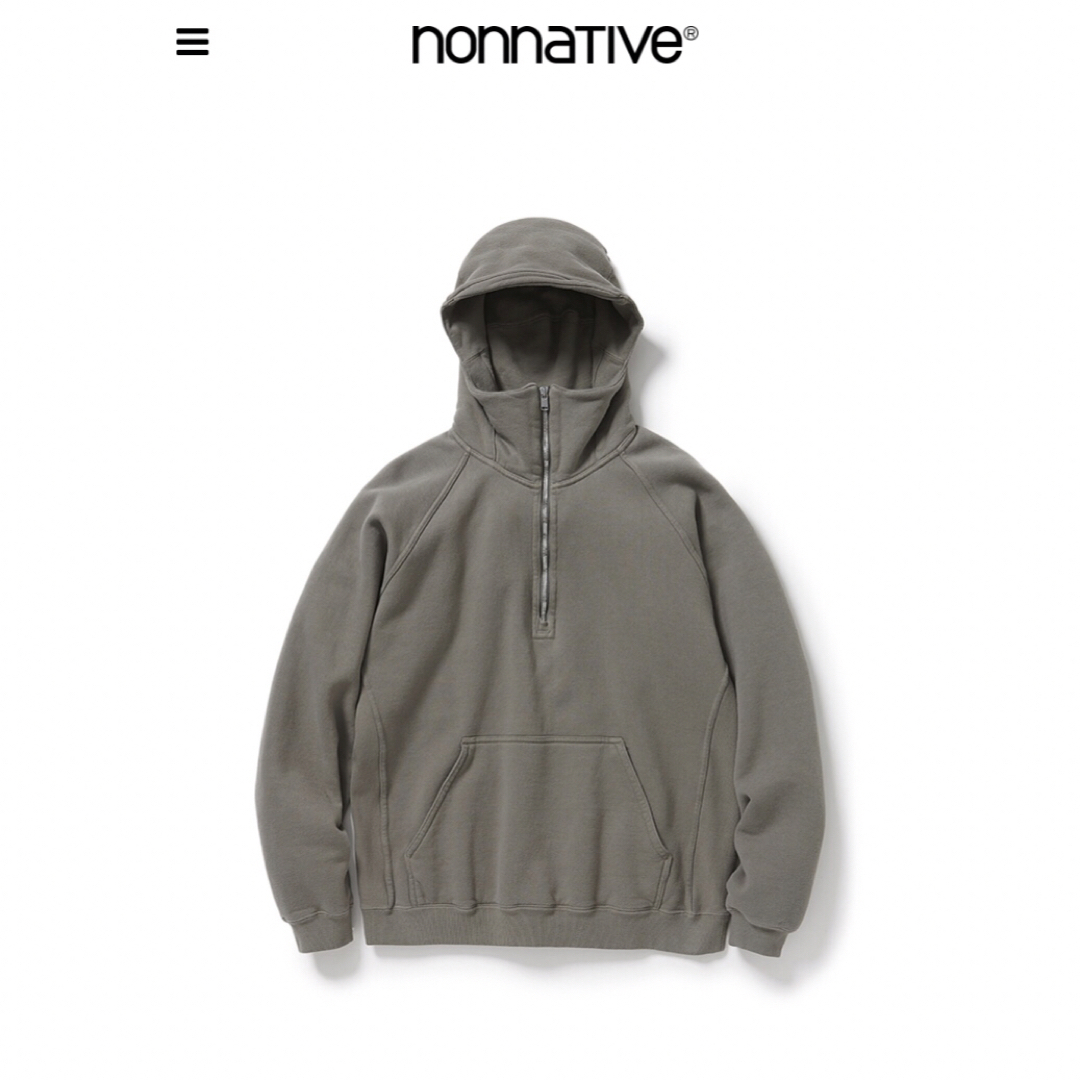 nonnative(ノンネイティブ)のnonnative COACH HALF ZIP HOODY SWEAT 灰 メンズのトップス(パーカー)の商品写真