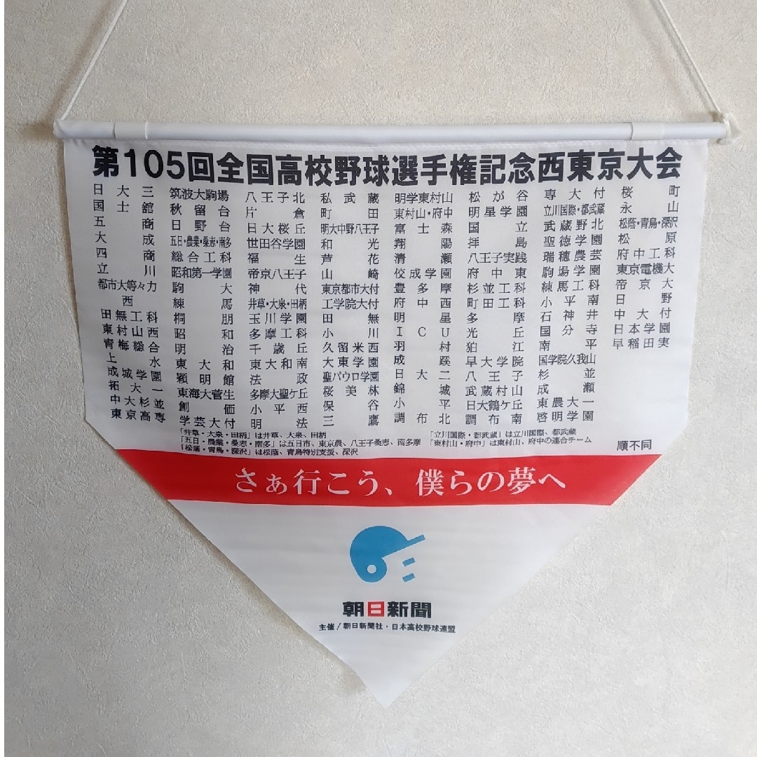 朝日新聞出版(アサヒシンブンシュッパン)の高校野球　105回大会　2023　西東京大会決勝　タペストリー　号外　3点セット スポーツ/アウトドアの野球(記念品/関連グッズ)の商品写真