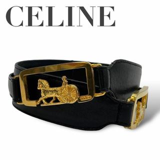 セリーヌ(celine)の美品　CELINE セリーヌ　H 馬車金具　ベルト　ゴールド金具　XXSサイズ(ベルト)