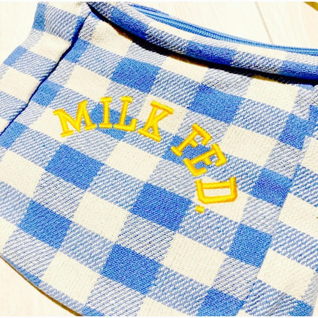 MILKFED.(ミルクフェド)のミルクフェド★新品 ギンガムチェック柄 ロゴ ショルダーバッグ ブルー レディースのバッグ(ショルダーバッグ)の商品写真