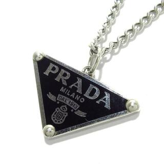 PRADA(プラダ) ネックレス美品  シンボル ネックレス シルバー 黒 トライアングルロゴ
