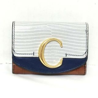 クロエ(Chloe)のChloe(クロエ) 3つ折り財布 クロエシーミニトリフォールドウォレット アイボリー×ダークブラウン×ネイビー 型押し加工 レザー(財布)