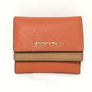 マイケルコース(Michael Kors)のMICHAEL KORS(マイケルコース) 3つ折り財布美品  - オレンジ×ブラウン レザー(財布)