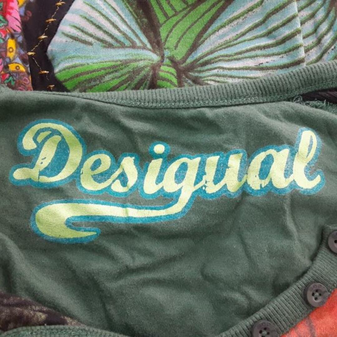 DESIGUAL(デシグアル)のDesigual(デシグアル) ワンピース サイズS レディース - グリーン×黒×マルチ 長袖/ミニ/花柄/ビーズ/ラインストーン レディースのワンピース(その他)の商品写真