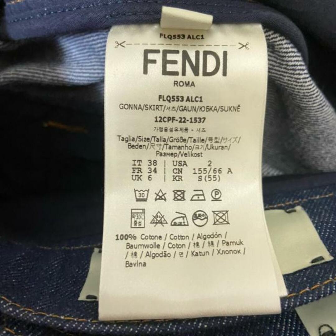 FENDI(フェンディ)のFENDI(フェンディ) ミニスカート サイズ38 S レディース美品  - FLQ553 ネイビー デニム/スカートカバー付き レディースのスカート(ミニスカート)の商品写真