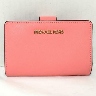 マイケルコース(Michael Kors)のMICHAEL KORS(マイケルコース) 2つ折り財布美品  - ピンク L字ファスナー レザー(財布)