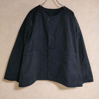 nest Robe 01191-1085 スーピマコットンビッグブルゾン サイズF ノーカラージャケット ネイビー レディース ネストローブ【中古】4-0307M△