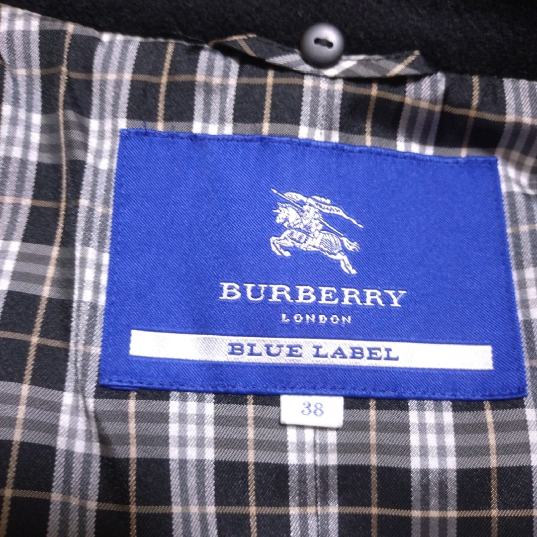 BURBERRY BLUE LABEL(バーバリーブルーレーベル)のBURBERRY バーバリー ブルーレーベル アンゴラ混 コート 黒 38 レディースのジャケット/アウター(ロングコート)の商品写真