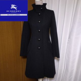 BURBERRY BLUE LABEL - BURBERRY バーバリー ブルーレーベル アンゴラ混 コート 黒 38