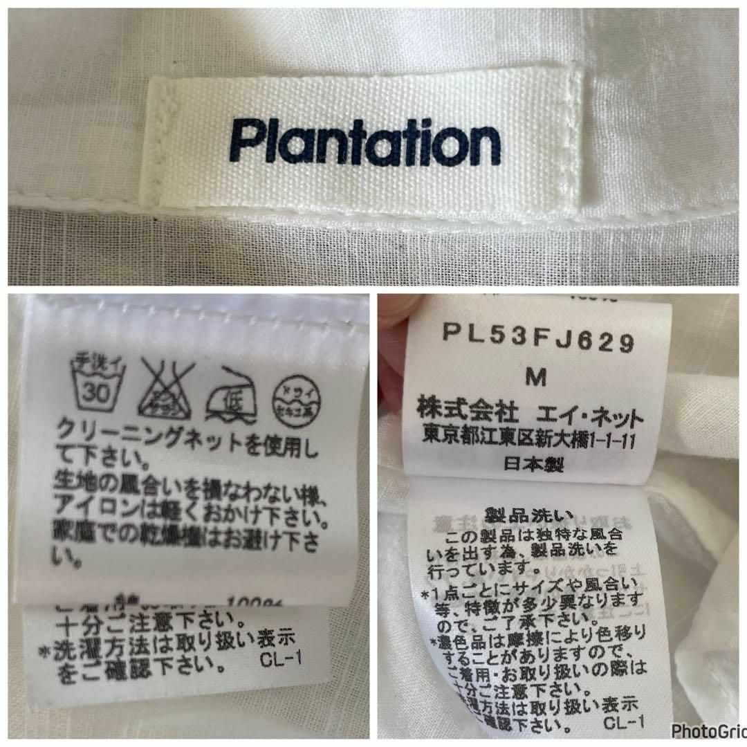 Plantation(プランテーション)のプランテーション　ピンタックシャツ　ブラウス　二重デザイン　刺繍　白　M レディースのトップス(シャツ/ブラウス(長袖/七分))の商品写真