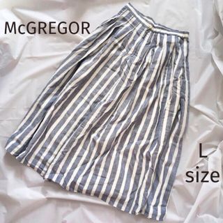 マックレガー(McGREGOR)の【美品】McGREGOR マックレガー　ストライプ　タック　ロングスカート　L(ロングスカート)