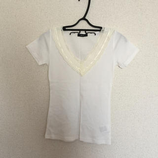 コムサイズム(COMME CA ISM)の美品コムサイズムインナーTシャツレース白ホワイトM(Tシャツ(半袖/袖なし))