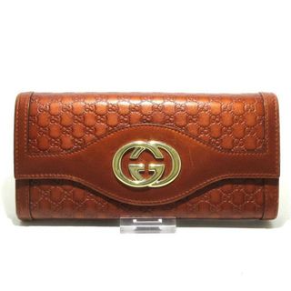 グッチ(Gucci)のGUCCI(グッチ) 長財布 マイクログッチシマ 282431 ブラウン レザー(財布)