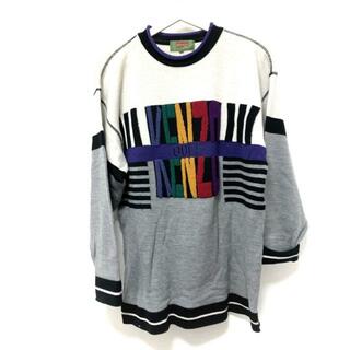 ケンゾー(KENZO)のKENZO(ケンゾー) 長袖セーター サイズ3 L メンズ美品  - グレー×パープル×マルチ クルーネック(ニット/セーター)
