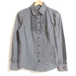 バーバリーブルーレーベル(BURBERRY BLUE LABEL)のBurberry Blue Label(バーバリーブルーレーベル) 長袖シャツブラウス サイズ38 M レディース - ダークグレー×白×レッド ストライプ(シャツ/ブラウス(長袖/七分))