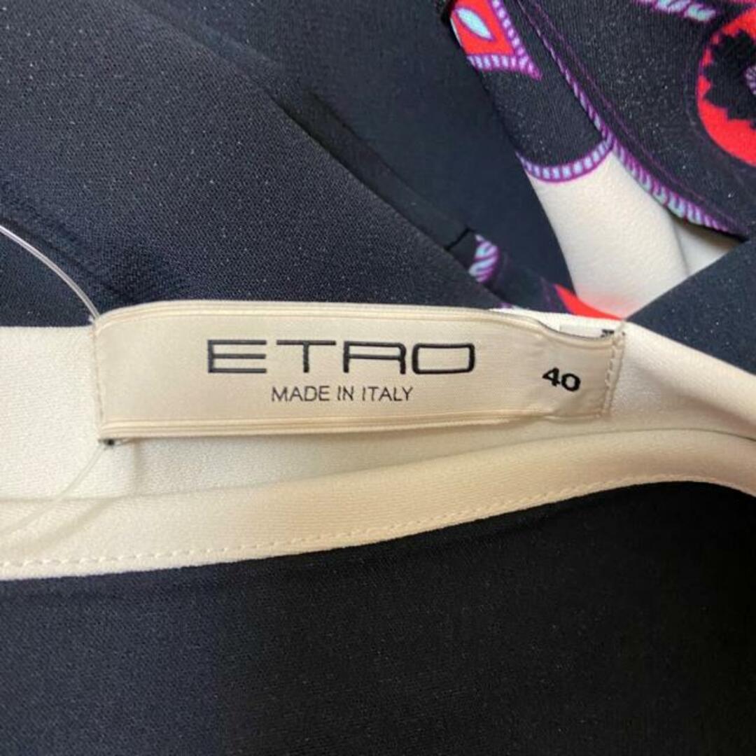 ETRO(エトロ)のETRO(エトロ) ワンピース サイズ40 M レディース - ダークネイビー×アイボリー×マルチ クルーネック/半袖/ひざ丈/ペイズリー柄 レディースのワンピース(その他)の商品写真