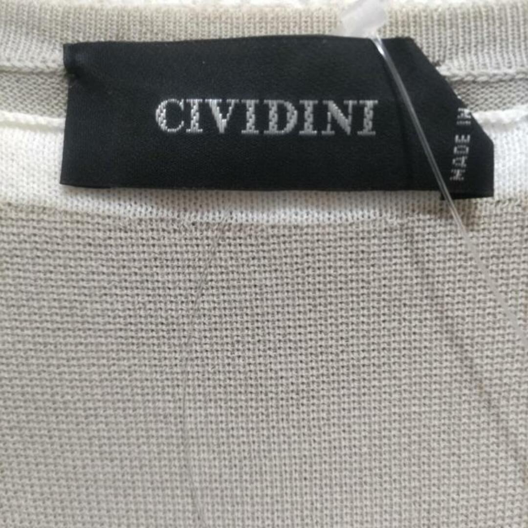 CIVIDINI(チヴィディーニ) ワンピース サイズ40 M レディース - グレーベージュ×ダークグレー×白 クルーネック/ノースリーブ/ミニ/ニット レディースのワンピース(その他)の商品写真
