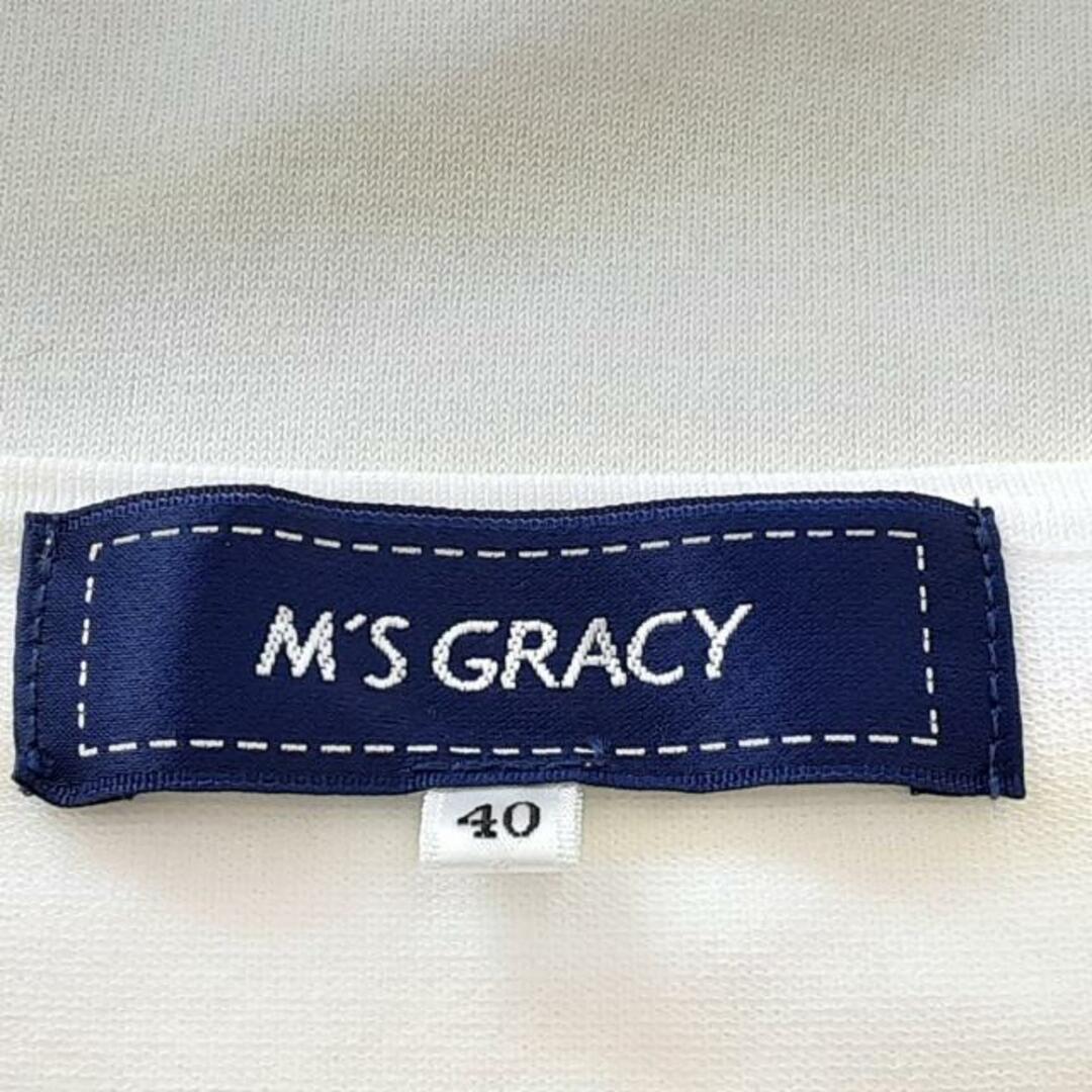 M'S GRACY(エムズグレイシー)のM'S GRACY(エムズグレイシー) 半袖セーター サイズ40 M レディース美品  - 白 刺繍/リボン レディースのトップス(ニット/セーター)の商品写真