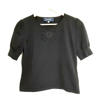 エムズグレイシー(M'S GRACY)のM'S GRACY(エムズグレイシー) 半袖セーター サイズ40 M レディース美品  - 黒 刺繍/リボン(ニット/セーター)