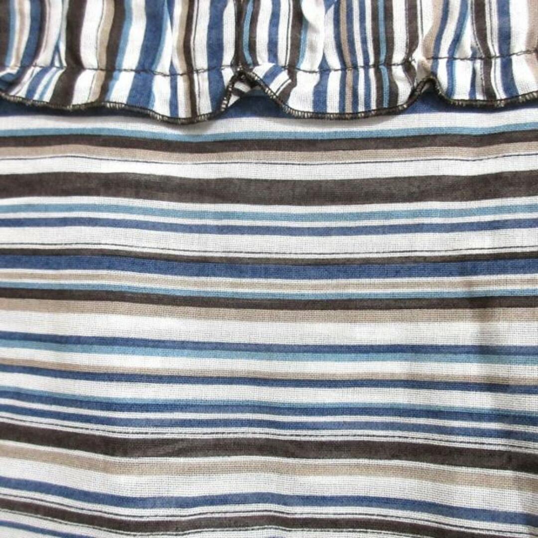 leilian(レリアン)のLeilian(レリアン) ノースリーブカットソー サイズ11 M レディース - 白×ブルー×マルチ ボーダー レディースのトップス(カットソー(半袖/袖なし))の商品写真