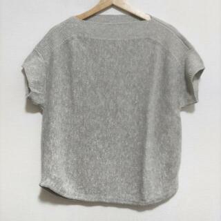 DAMAcollection(ダーマコレクション) 半袖セーター サイズS レディース美品  - ライトグレー×ゴールド ラメ(ニット/セーター)