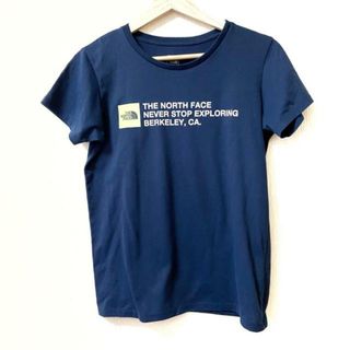 ザノースフェイス(THE NORTH FACE)のTHE NORTH FACE(ノースフェイス) 半袖Tシャツ サイズL レディース - ネイビー×白×イエローグリーン クルーネック(Tシャツ(半袖/袖なし))