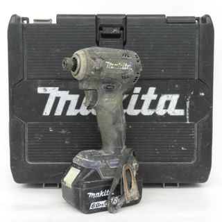 マキタ(Makita)のmakita マキタ 18V 6.0Ah 充電式インパクトドライバ オーセンティックパープル ケース・充電器・バッテリ2個セット 動作時背部から甲高い音 汚れ大 ケース留め具破損 TD171DGXAP 中古(工具)