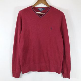 ポロラルフローレン(POLO RALPH LAUREN)のSALE/// 90年代 Polo by Ralph Lauren ポロ ラルフローレン Vネック コットン セーター カジュアル レッド (メンズ S) P0901(スウェット)