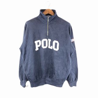 ポロラルフローレン(POLO RALPH LAUREN)のSALE/// POLO SPORTS ポロスポーツ ハーフジップ トレーナー スウェット ブランドロゴ ネイビー (メンズ M) P1231(スウェット)