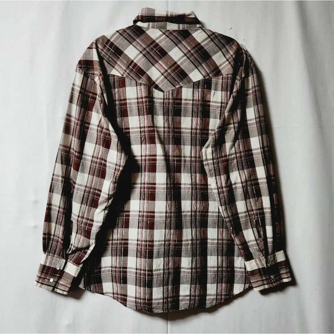 Wrangler(ラングラー)のRUSTLER Wrangler　ウエスタンシャツ　チェック柄　ブラウン　L メンズのトップス(シャツ)の商品写真