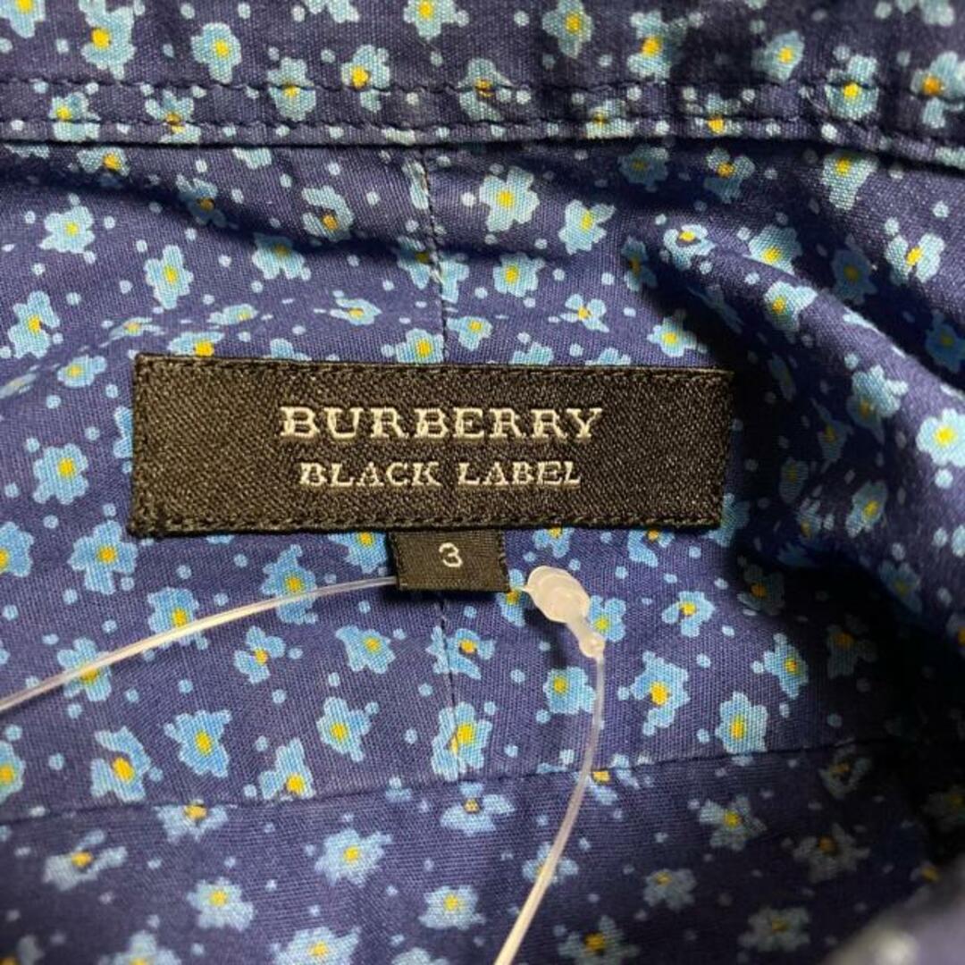 BURBERRY BLACK LABEL(バーバリーブラックレーベル)のBurberry Black Label(バーバリーブラックレーベル) 長袖シャツ サイズ3 L メンズ - ネイビー×ライトブルー×ダークイエロー 花柄 メンズのトップス(シャツ)の商品写真