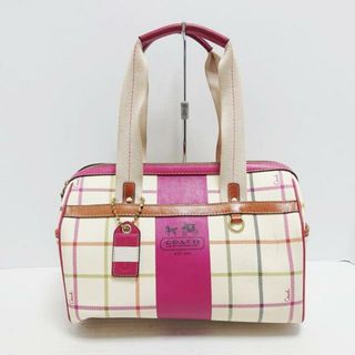 コーチ(COACH)のCOACH(コーチ) ハンドバッグ ヘリテージ,エルゴ 12222 アイボリー×ピンク×マルチ チェック柄/ミニボストン PVC(塩化ビニール)×レザー(ハンドバッグ)