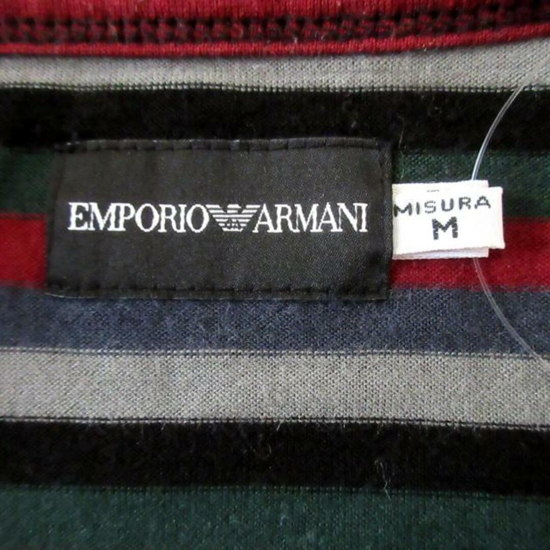 Emporio Armani(エンポリオアルマーニ)のEMPORIOARMANI(エンポリオアルマーニ) 長袖カットソー サイズM メンズ - ボルドー×グリーン×マルチ ボーダー メンズのトップス(Tシャツ/カットソー(七分/長袖))の商品写真