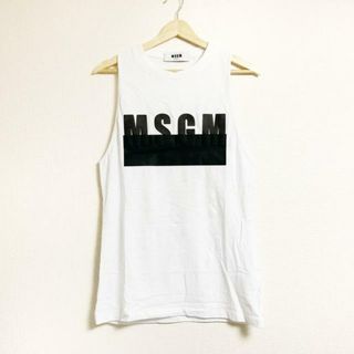 エムエスジイエム(MSGM)のMSGM(エムエスジィエム) ノースリーブTシャツ サイズXS レディース - 白×黒 クルーネック(Tシャツ(半袖/袖なし))