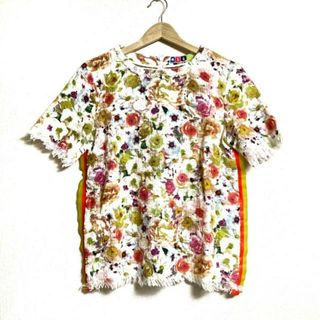 エムエスジイエム(MSGM)のMSGM(エムエスジィエム) 半袖カットソー サイズ40 M レディース - 白×イエロー×マルチ クルーネック/花柄(カットソー(半袖/袖なし))