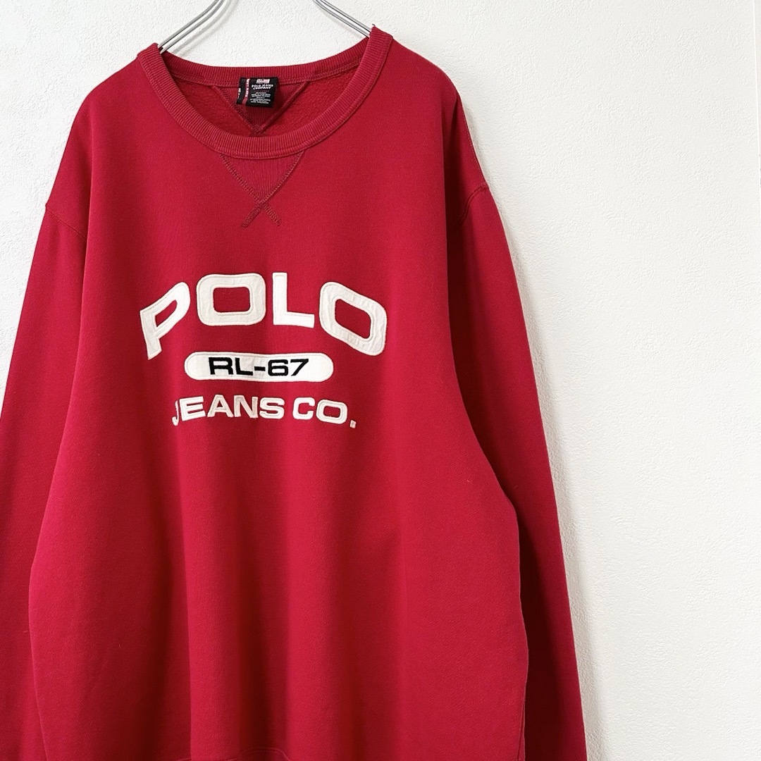 POLO RALPH LAUREN(ポロラルフローレン)の美品★90s★USA製★ポロ ラルフローレン★スウェット★レッド/赤★2〜3XL メンズのトップス(スウェット)の商品写真