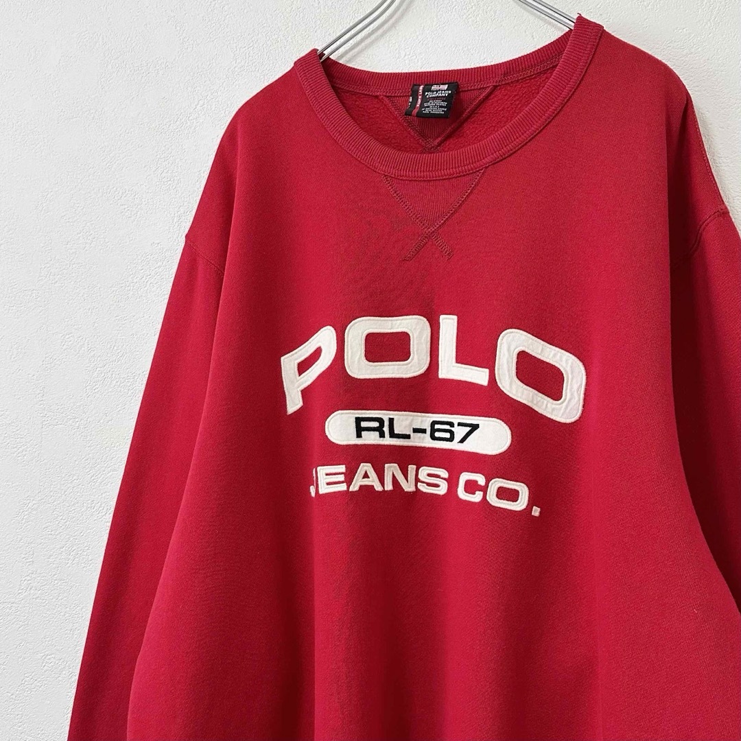 POLO RALPH LAUREN(ポロラルフローレン)の美品★90s★USA製★ポロ ラルフローレン★スウェット★レッド/赤★2〜3XL メンズのトップス(スウェット)の商品写真