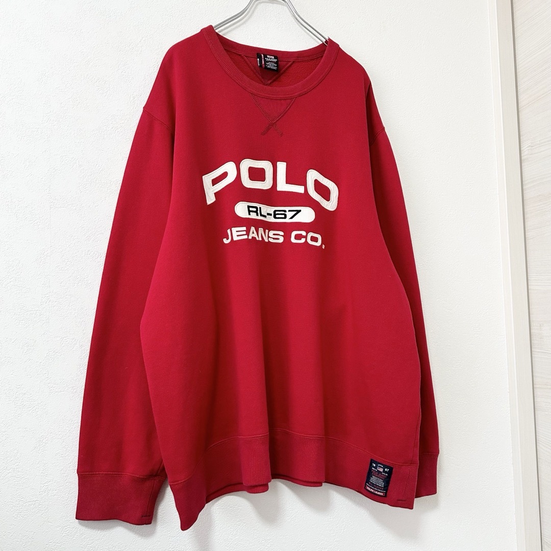 POLO RALPH LAUREN(ポロラルフローレン)の美品★90s★USA製★ポロ ラルフローレン★スウェット★レッド/赤★2〜3XL メンズのトップス(スウェット)の商品写真