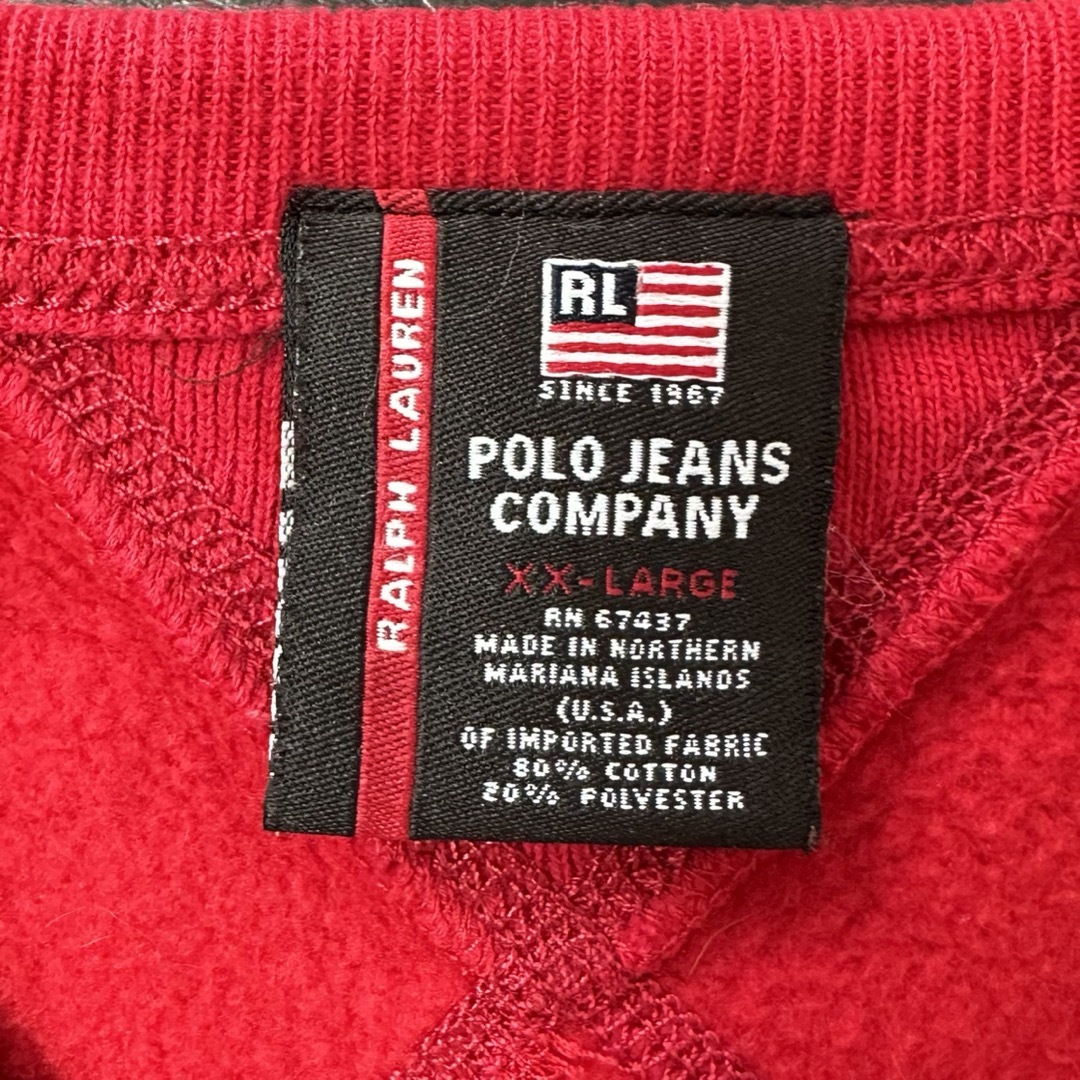 POLO RALPH LAUREN(ポロラルフローレン)の美品★90s★USA製★ポロ ラルフローレン★スウェット★レッド/赤★2〜3XL メンズのトップス(スウェット)の商品写真