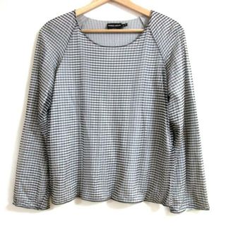 ジョルジオアルマーニ(Giorgio Armani)のGIORGIOARMANI(ジョルジオアルマーニ) 長袖カットソー サイズ40(I) M レディース - 黒×ライトグレー クルーネック/チェック柄(カットソー(長袖/七分))