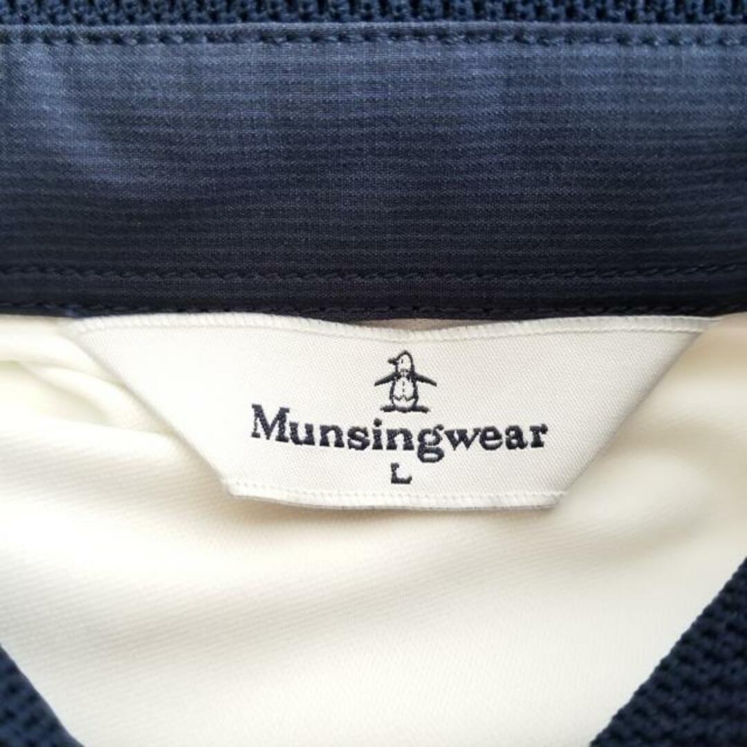 Munsingwear(マンシングウェア)のMunsingwear(マンシングウェア) ワンピース サイズL レディース美品  - 白×ネイビー×ピンク レギュラーカラー/半袖/ひざ丈/ポロシャツワンピ レディースのワンピース(その他)の商品写真