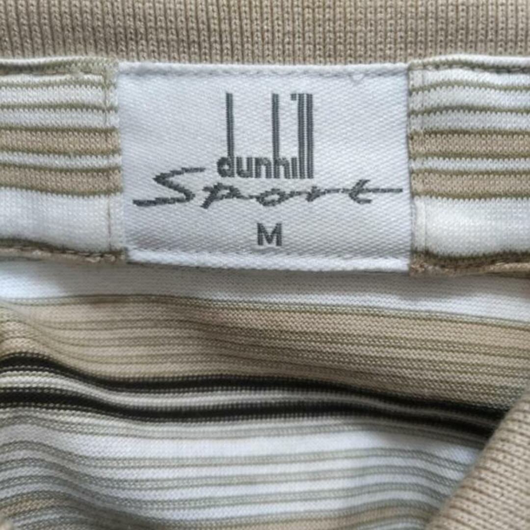 Dunhill(ダンヒル)のdunhill/ALFREDDUNHILL(ダンヒル) 半袖ポロシャツ サイズM メンズ美品  - ベージュ×白×マルチ ボーダー 綿、ポリウレタン メンズのトップス(ポロシャツ)の商品写真