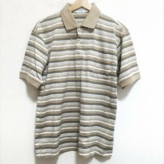 ダンヒル(Dunhill)のdunhill/ALFREDDUNHILL(ダンヒル) 半袖ポロシャツ サイズM メンズ美品  - ベージュ×白×マルチ ボーダー 綿、ポリウレタン(ポロシャツ)