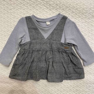 アプレレクール(apres les cours)のアプレレクール　チェックビスチェドッキングＴシャツ 80cm(シャツ/カットソー)