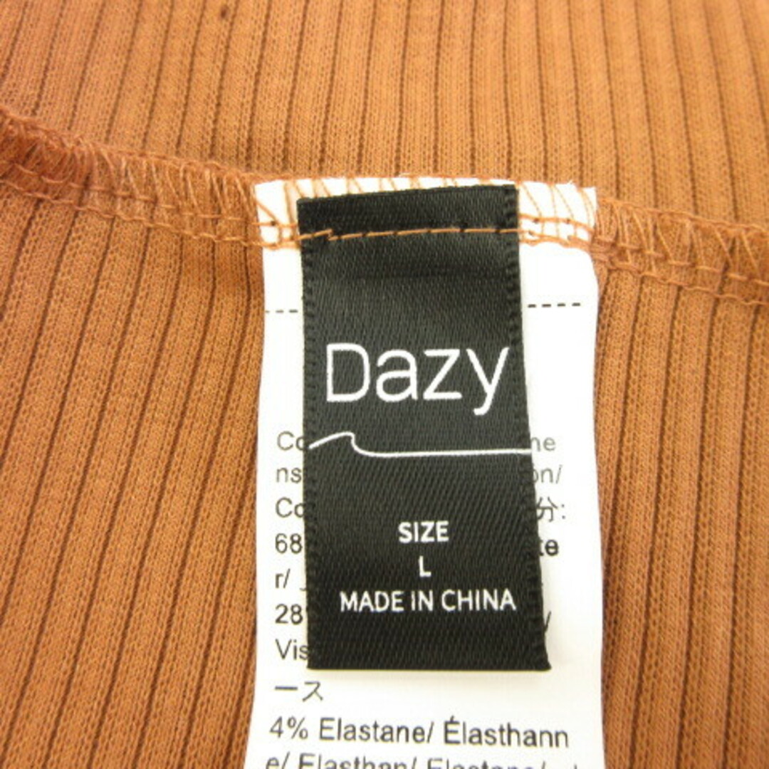 other(アザー)のデイジー Dazy リブワンピース ひざ丈 ペプラム 長袖 ストレッチ 茶 L レディースのワンピース(ひざ丈ワンピース)の商品写真