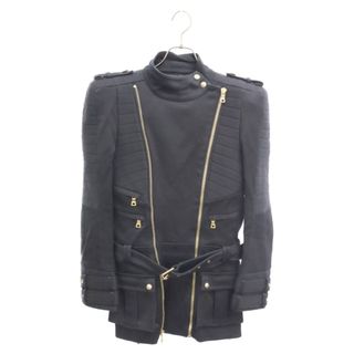 BALMAIN バルマン キルティング ダブルジップ コート ブラック レディース